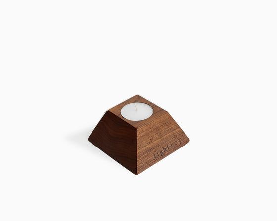 Wooden Tea Candle Holder Walnut Square
